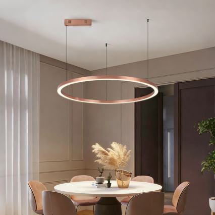 Immax NEO 07327L - LED Stmívatelný lustr na lanku FINO LED/55W/230V 80 cm rose gold Tuya + dálkové ovládání