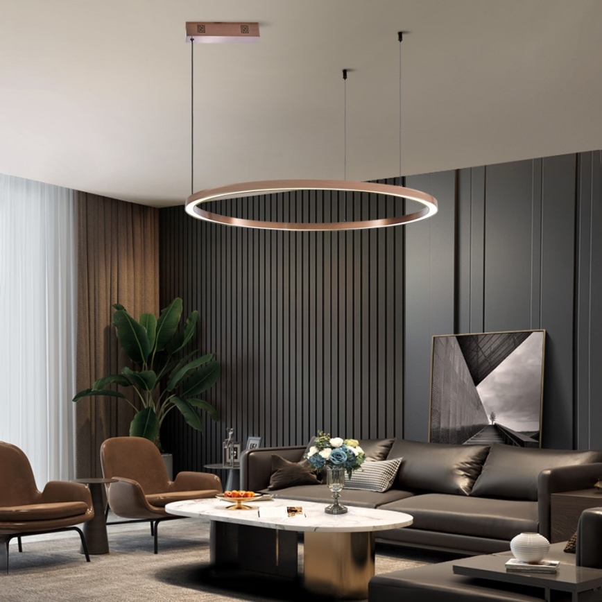 Immax NEO 07327L - LED Stmívatelný lustr na lanku FINO LED/55W/230V 80 cm rose gold Tuya + dálkové ovládání