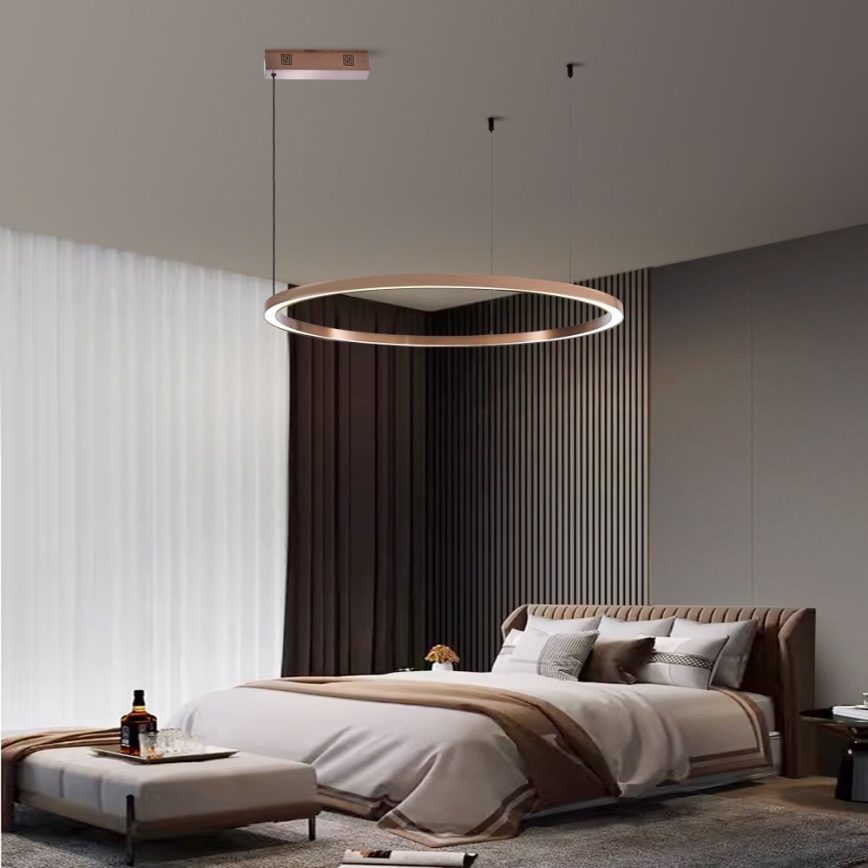Immax NEO 07327L - LED Stmívatelný lustr na lanku FINO LED/55W/230V 80 cm rose gold Tuya + dálkové ovládání