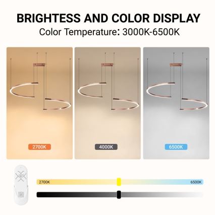 Immax NEO 07328L - LED Stmívatelný lustr na lanku FINO LED/72W/230V 120 cm rose gold Tuya + dálkové ovládání