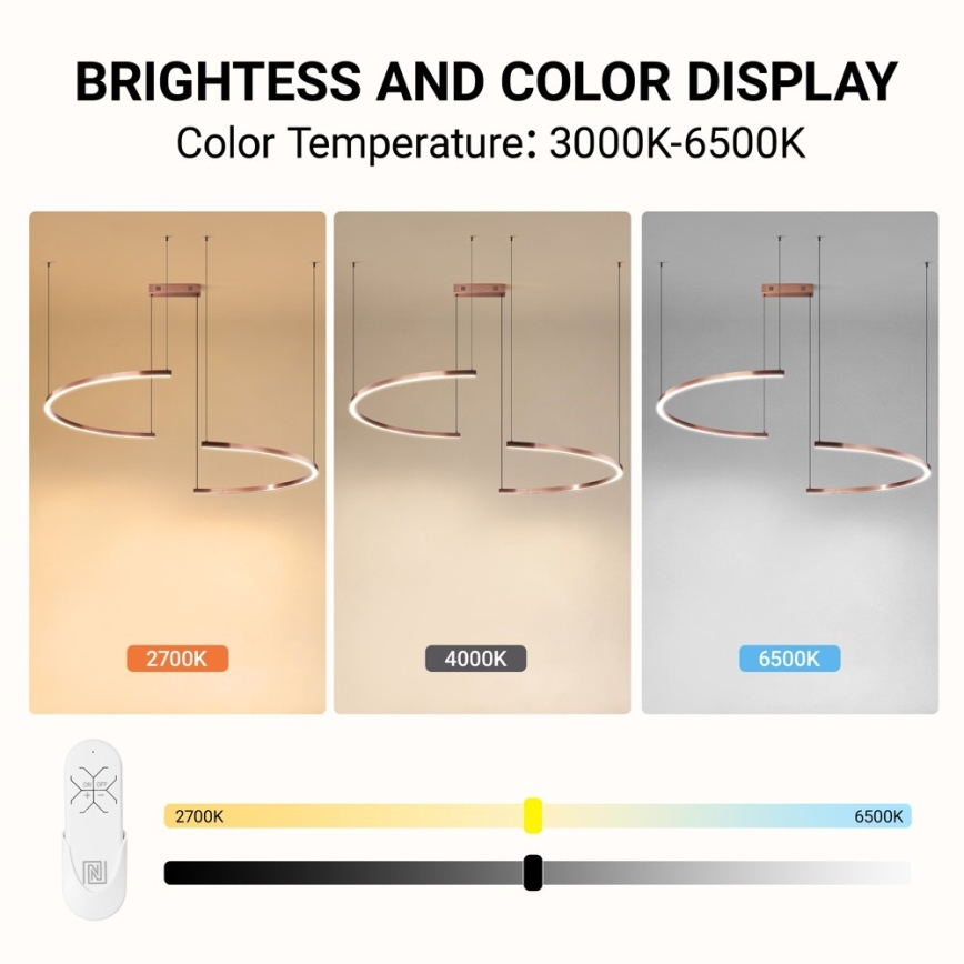 Immax NEO 07328L - LED Stmívatelný lustr na lanku FINO LED/72W/230V 120 cm rose gold Tuya + dálkové ovládání