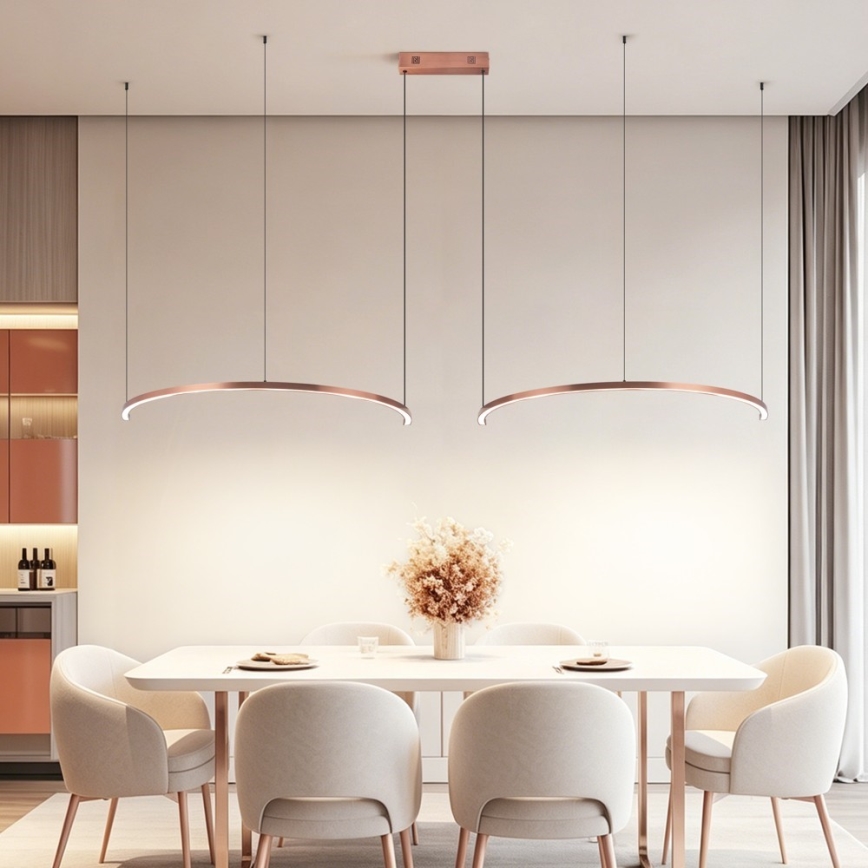 Immax NEO 07328L - LED Stmívatelný lustr na lanku FINO LED/72W/230V 120 cm rose gold Tuya + dálkové ovládání