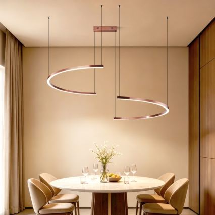 Immax NEO 07328L - LED Stmívatelný lustr na lanku FINO LED/72W/230V 120 cm rose gold Tuya + dálkové ovládání