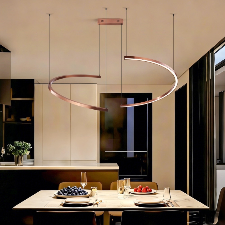Immax NEO 07328L - LED Stmívatelný lustr na lanku FINO LED/72W/230V 120 cm rose gold Tuya + dálkové ovládání