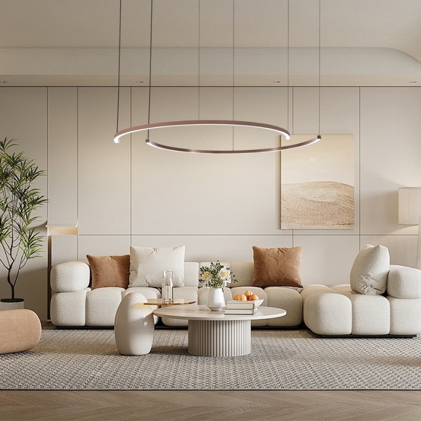 Immax NEO 07328L - LED Stmívatelný lustr na lanku FINO LED/72W/230V 120 cm rose gold Tuya + dálkové ovládání