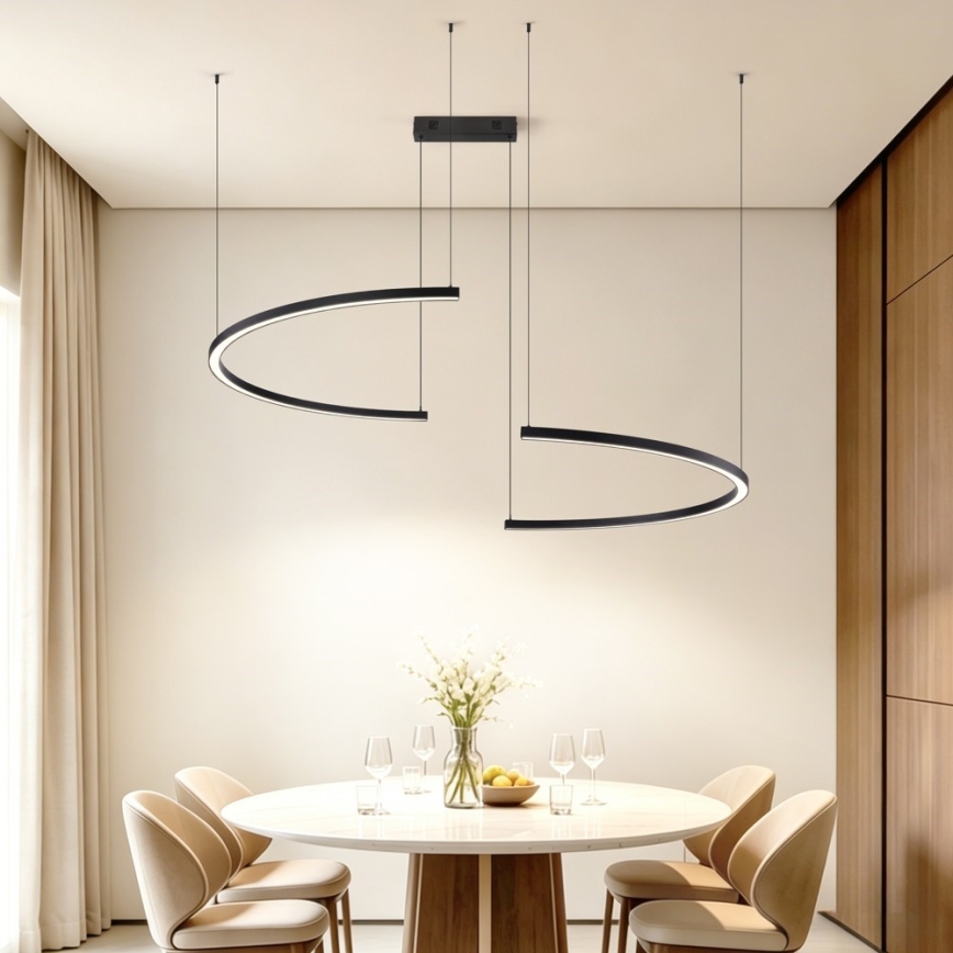 Immax NEO 07329L - LED Stmívatelný lustr na lanku FINO LED/72W/230V 120 cm černá Tuya + dálkové ovládání
