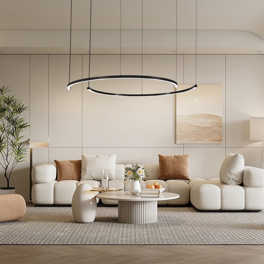 Immax NEO 07329L - LED Stmívatelný lustr na lanku FINO LED/72W/230V 120 cm černá Tuya + dálkové ovládání