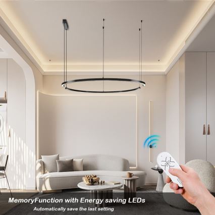 Immax NEO 07329L - LED Stmívatelný lustr na lanku FINO LED/72W/230V 120 cm černá Tuya + dálkové ovládání