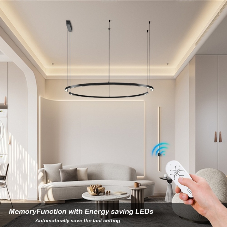 Immax NEO 07329L - LED Stmívatelný lustr na lanku FINO LED/72W/230V 120 cm černá Tuya + dálkové ovládání
