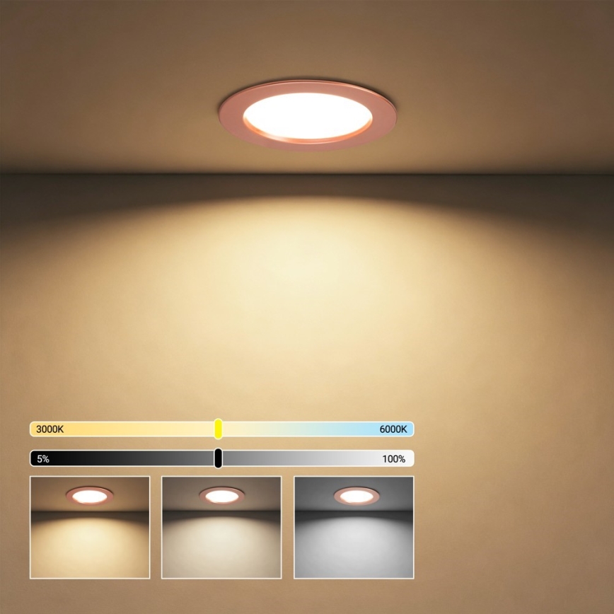 Immax NEO 07330L - LED Stmívatelné podhledové svítidlo DOWN LED/12W/230V Wi-Fi Tuya pr. 12 cm rose gold