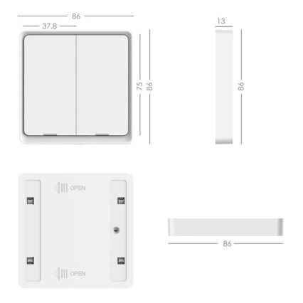 Immax NEO 07507C - SADA 3x Vypínač 2-tlačítkový SMART 3xCR2430 Zigbee 3.0 Tuya