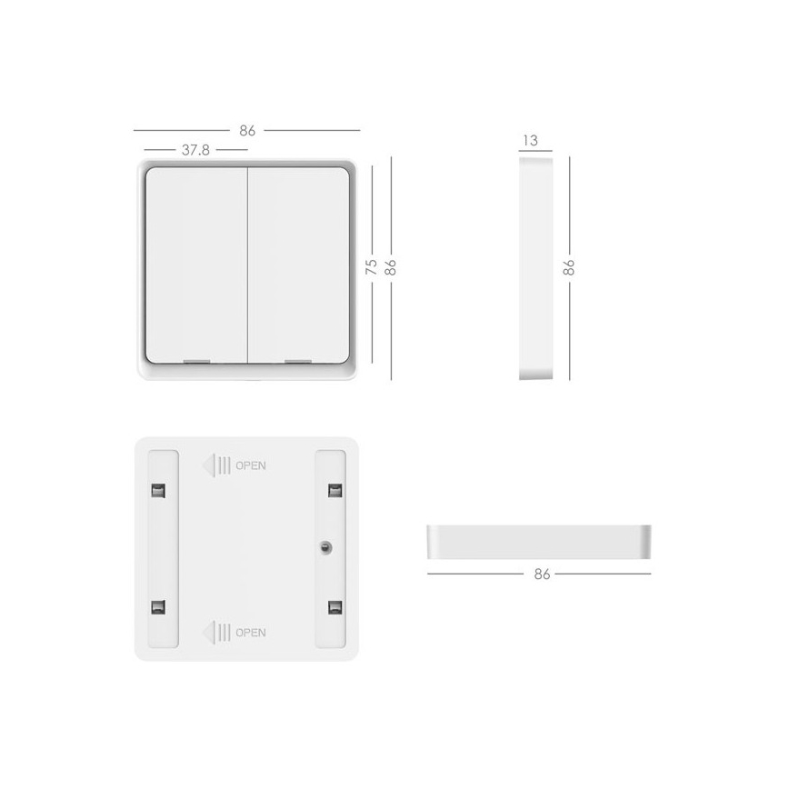 Immax NEO 07507L - Vypínač 2-tlačítkový SMART 1xCR2430 Zigbee 3.0 Tuya