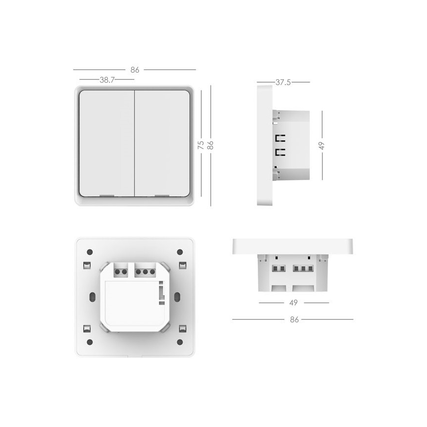 Immax NEO 07513L - Vypínač 2-tlačítkový SMART 230V Wi-Fi Tuya