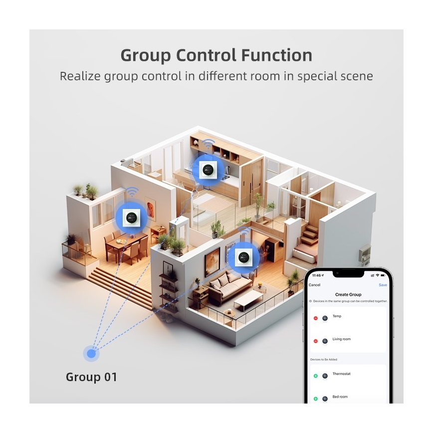 Immax NEO 07534L - Termostat pro podlahové topení SMART 230V/3A Wi-Fi Tuya