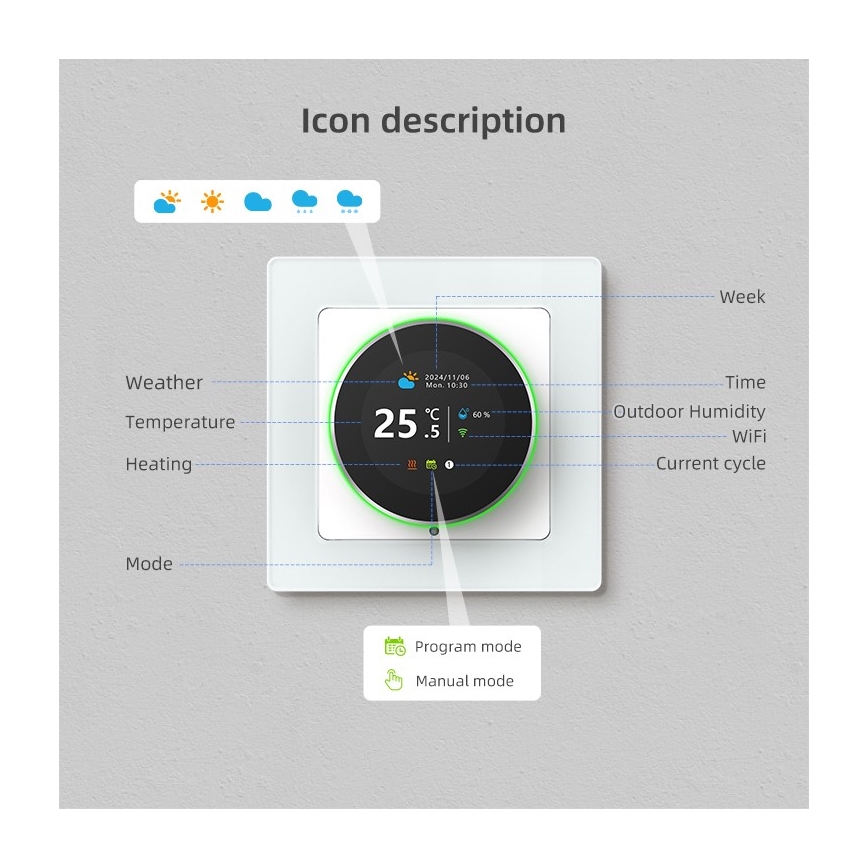 Immax NEO 07534L - Termostat pro podlahové topení SMART 230V/3A Wi-Fi Tuya