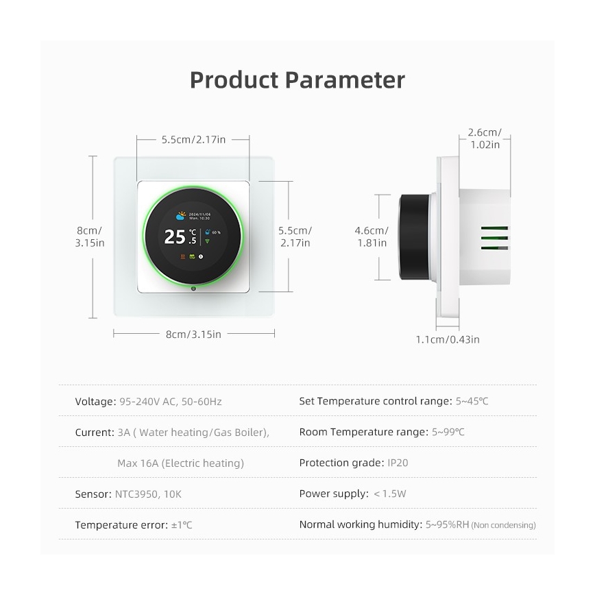 Immax NEO 07534L - Termostat pro podlahové topení SMART 230V/3A Wi-Fi Tuya