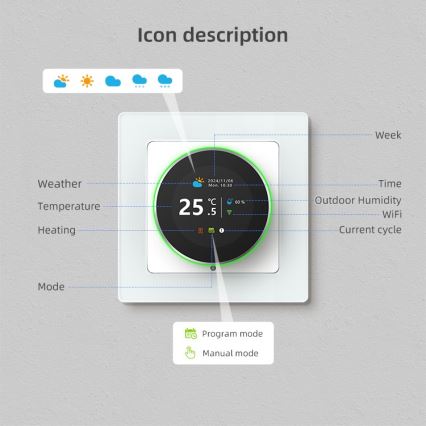 Immax NEO 07535L - Termostat pro elektrické podlahové topení SMART 230V/16A Wi-Fi Tuya