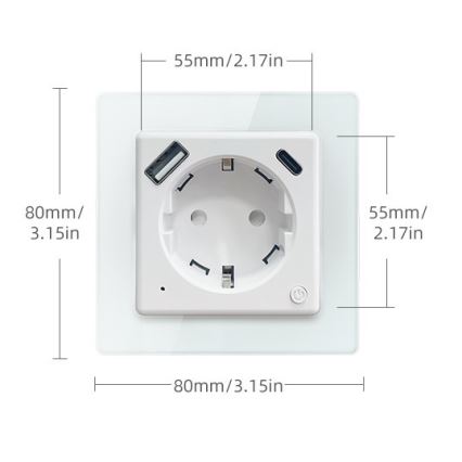 Immax NEO 07552L - Chytrá zásuvka F 16A/230V + 1xUSB-A+1xUSB C PD 20W