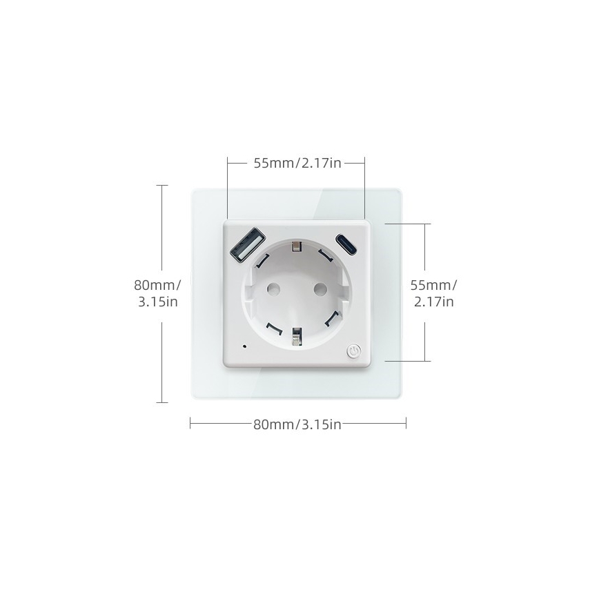 Immax NEO 07552L - Chytrá zásuvka F 16A/230V + 1xUSB-A+1xUSB C PD 20W
