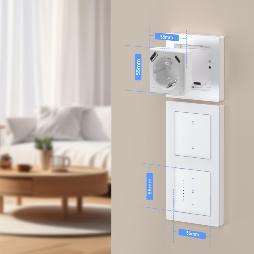 Immax NEO 07553L - Chytrá zásuvka E 16A/230V + 1xUSB-A+1xUSB C PD 20W