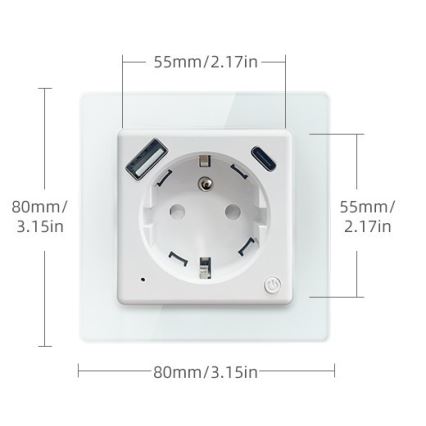 Immax NEO 07553L - Chytrá zásuvka E 16A/230V + 1xUSB-A+1xUSB C PD 20W