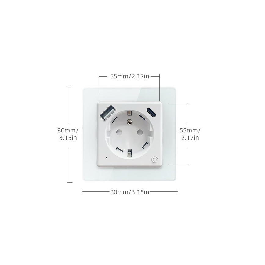 Immax NEO 07553L - Chytrá zásuvka E 16A/230V + 1xUSB-A+1xUSB C PD 20W