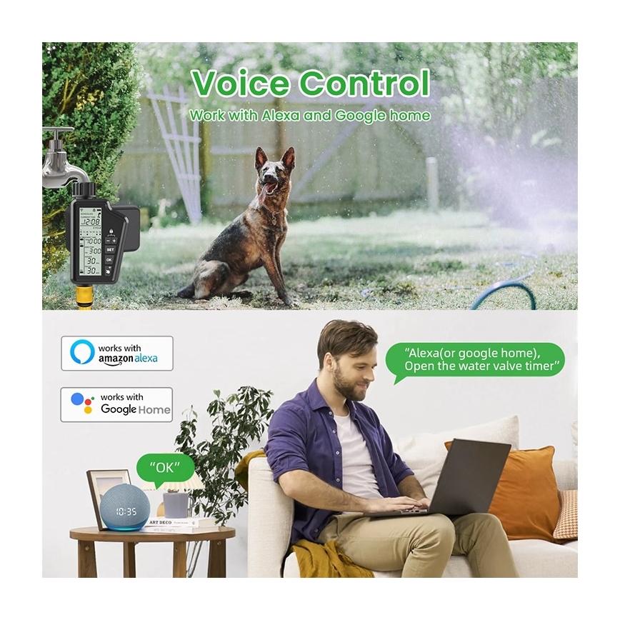 Immax NEO 07556L - Zavlažovací ventil 4xAA IP65 Wi-Fi Tuya