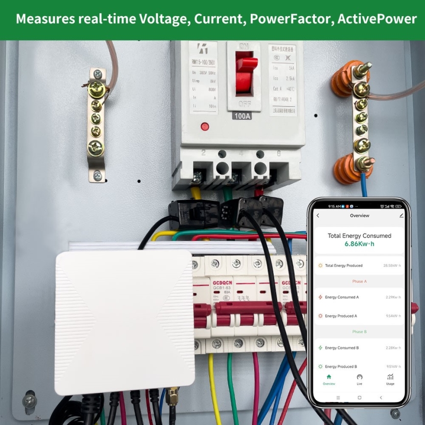 Immax NEO 07581L -Chytrý třífázový měřič spotřeby elektrické energie Wi-Fi Tuya