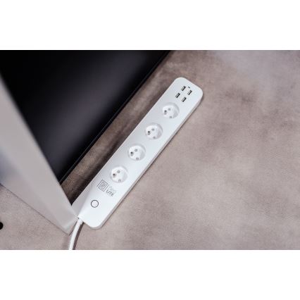 Immax NEO 07707L - Prodlužovací kabel NEO LITE Smart 4AC + 4USB Wi-Fi Tuya 1,5m