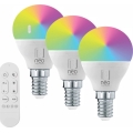 Immax NEO 07745CDO - SADA 3x LED RGB+CCT Stmívatelná žárovka E14/6W/230V Tuya Wi-Fi + dálkové ovládání