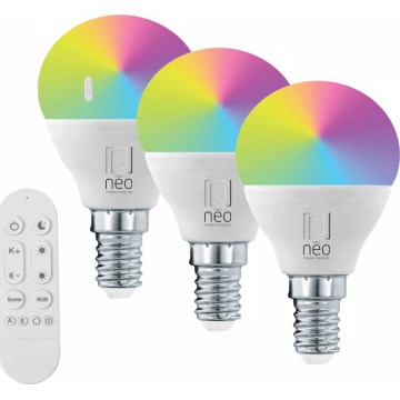 Immax NEO 07745CDO - SADA 3x LED RGB+CCT Stmívatelná žárovka E14/6W/230V Tuya Wi-Fi + dálkové ovládání