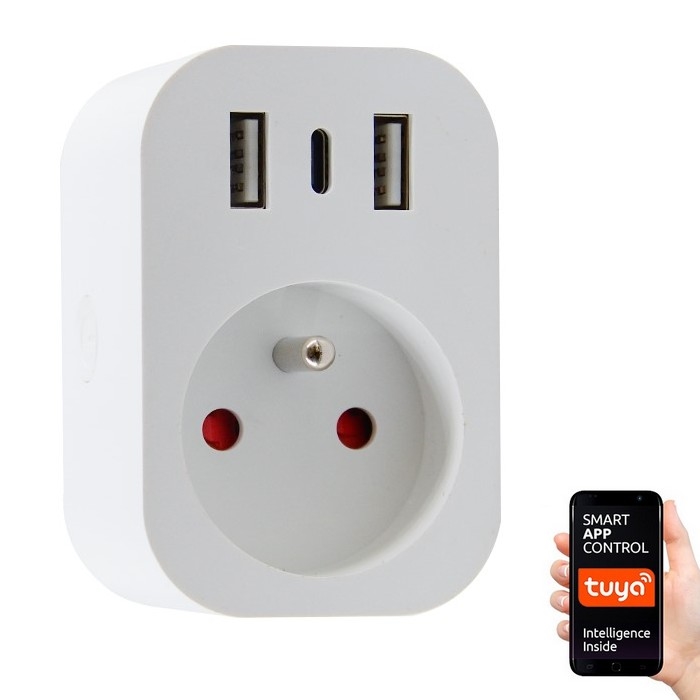 Immax NEO 07772L - Chytrá rozbočovací zásuvka 16A/230V + 2xUSB+1xUSB C Wi-Fi Tuya