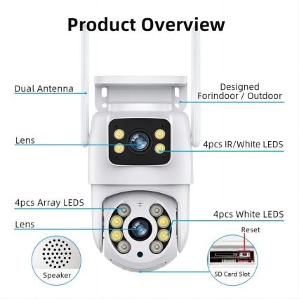 Immax NEO 07783L - Chytrá venkovní kamera se senzorem DOUBLE 355° P/T 2x2MP IP65 Wi-Fi Tuya