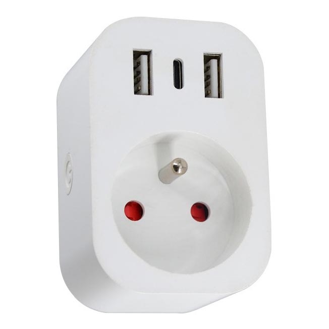 Immax NEO 07799L - Chytrá rozbočovací zásuvka 16A/230V + 2xUSB+1xUSB C Wi-Fi Tuya