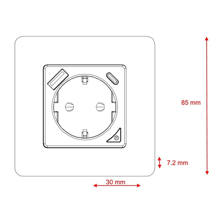 Immax NEO 07800L - Chytrá zásuvka 16A/230V + 1xUSB-A+1xUSB C Wi-Fi Tuya
