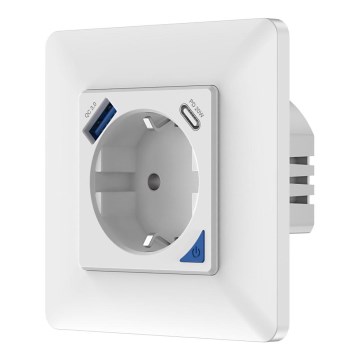 Immax NEO 07801L - Chytrá zásuvka 16A/230V + 1xUSB-A+1xUSB C Tuya SCHUKO