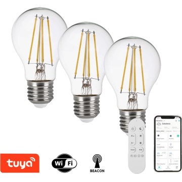 Immax NEO 07806CDO - SADA 3x LED CCT Stmívatelná žárovka E27/7,3W/230V Tuya Wi-Fi + dálkové ovládání