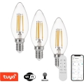Immax NEO 07807CDO - SADA 3x LED CCT Stmívatelná žárovka E14/4W/230V Tuya Wi-Fi + dálkové ovládání