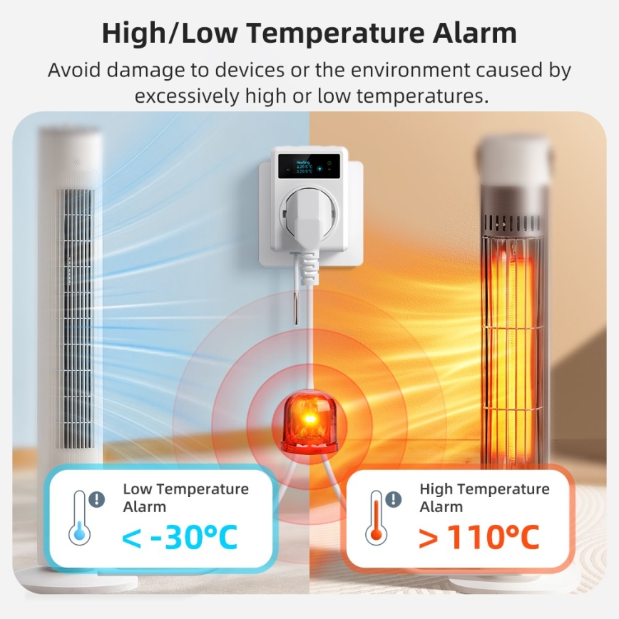 Immax NEO 07811L - Chytrá zásuvka s teploměrem F 3680W Wi-Fi