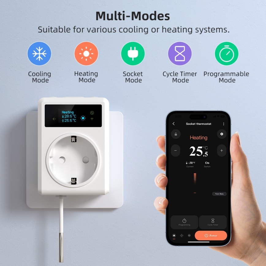 Immax NEO 07811L - Chytrá zásuvka s teploměrem F 3680W Wi-Fi