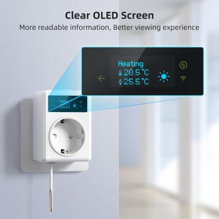 Immax NEO 07811L - Chytrá zásuvka s teploměrem F 3680W Wi-Fi