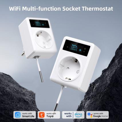 Immax NEO 07811L - Chytrá zásuvka s teploměrem F 3680W Wi-Fi