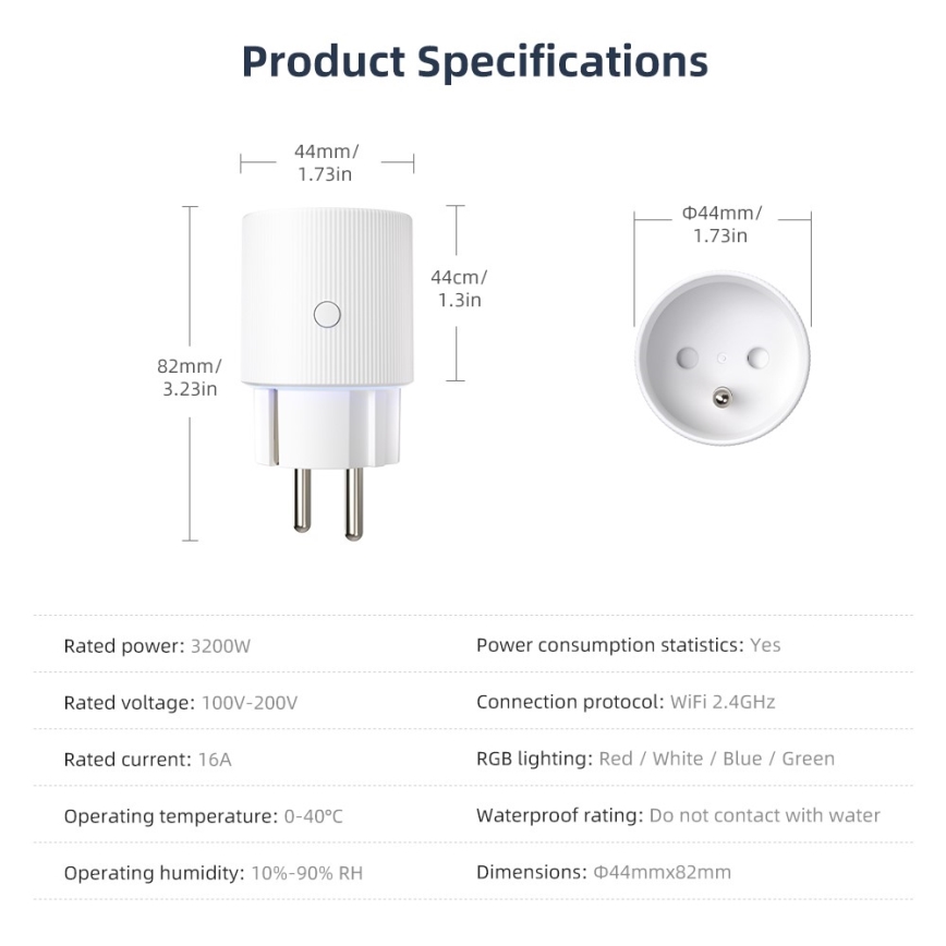 Immax NEO 07812L - Chytrá zásuvka E 3500W Wi-Fi