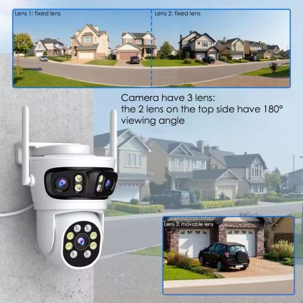 Immax NEO 07823L - Chytrá venkovní kamera se senzorem 2MP+2MP+2MP 5V Wi-Fi