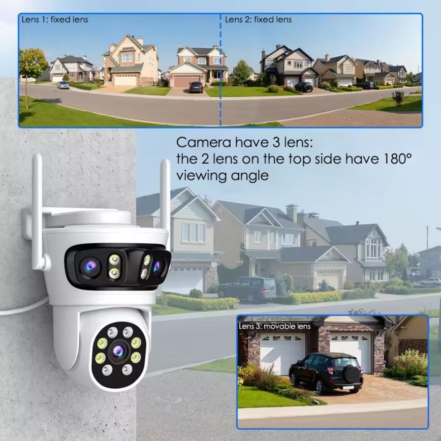 Immax NEO 07823L - Chytrá venkovní kamera se senzorem 2MP+2MP+2MP 5V Wi-Fi