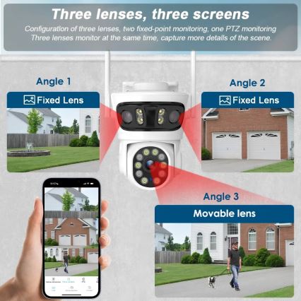 Immax NEO 07823L - Chytrá venkovní kamera se senzorem 2MP+2MP+2MP 5V Wi-Fi