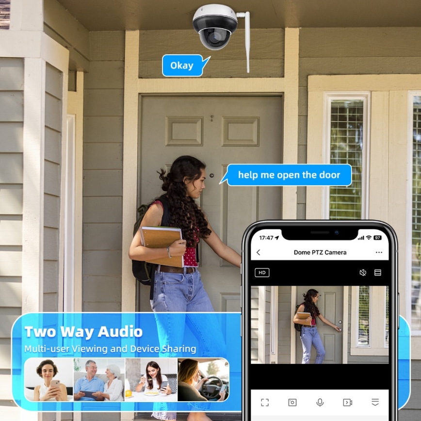 Immax NEO 07825L - Chytrá venk kamera se senzorem DOME 5MP 230V IP66 TUYA Wi-Fi