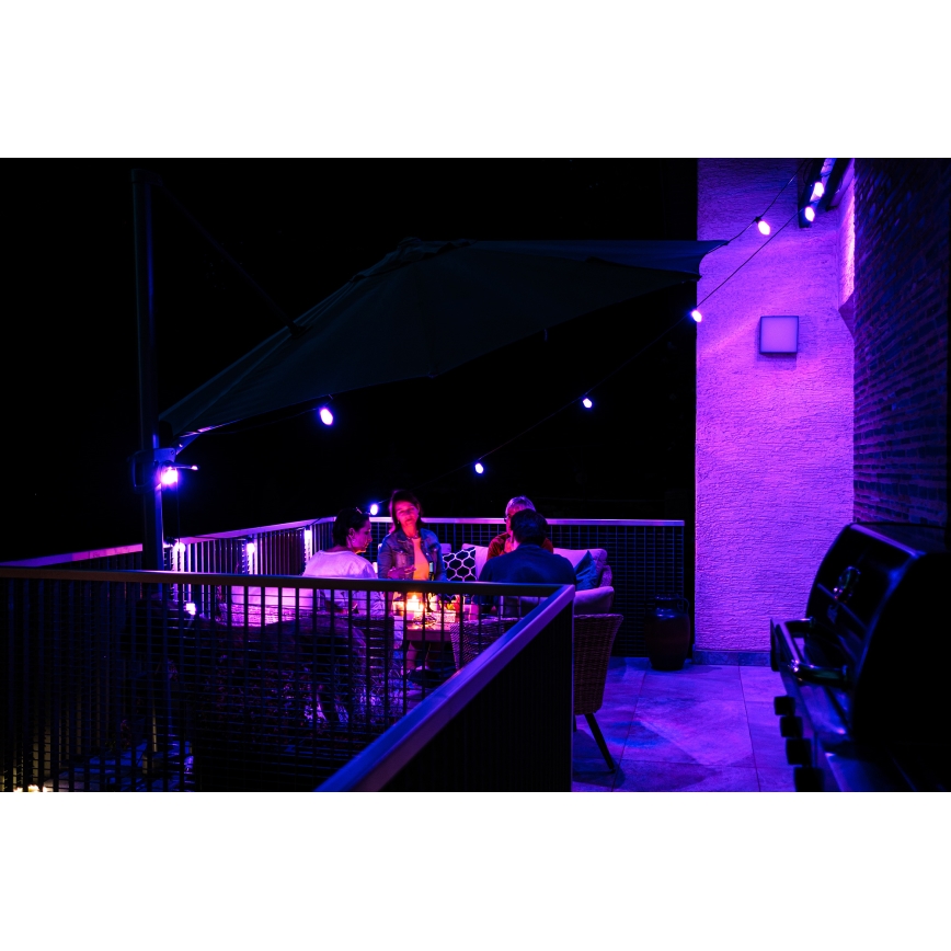 LED RGB+CCT Stmívatelný venkovní řetěz GIRLANDA 15xLED/1W/230V 15m Wi-Fi Tuya IP65 + dálkové ovládání