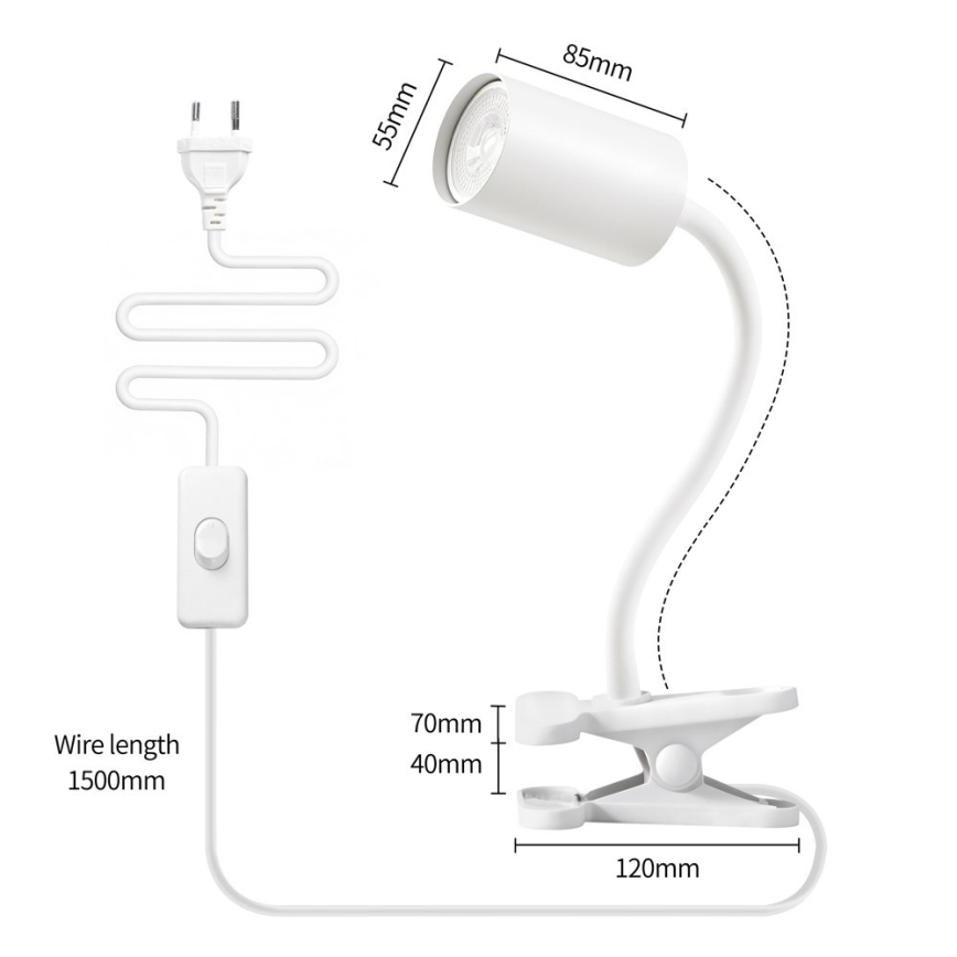 Immax NEO 08294L - Flexibilní lampa s klipem PUNTO 1xGU10/9W/230V bílá