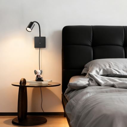 Immax NEO 08295L - Nástěnná lampa s USB PUNTO 1xGU10/9W/230V černá